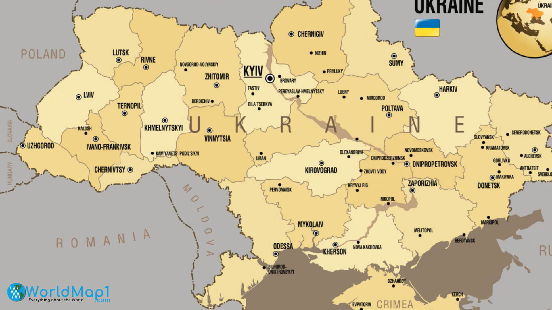 Karte der Provinz Kiew und der Ukraine